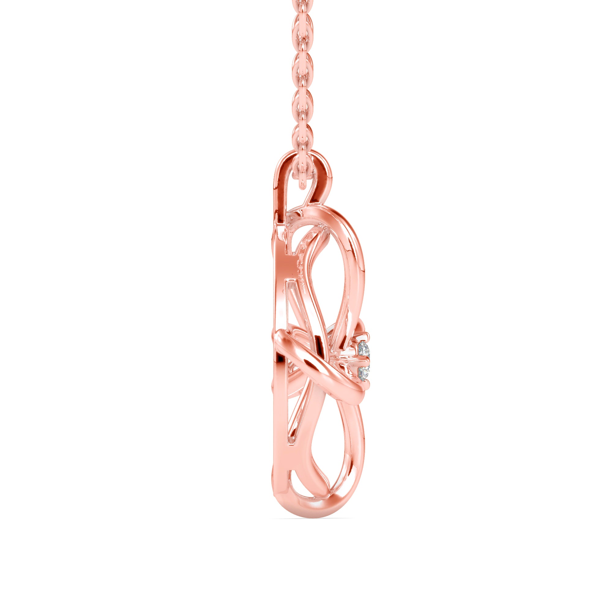 0.04Ct Flower Look Prong Lab-Grown Diamond Gold Pendant Necklace