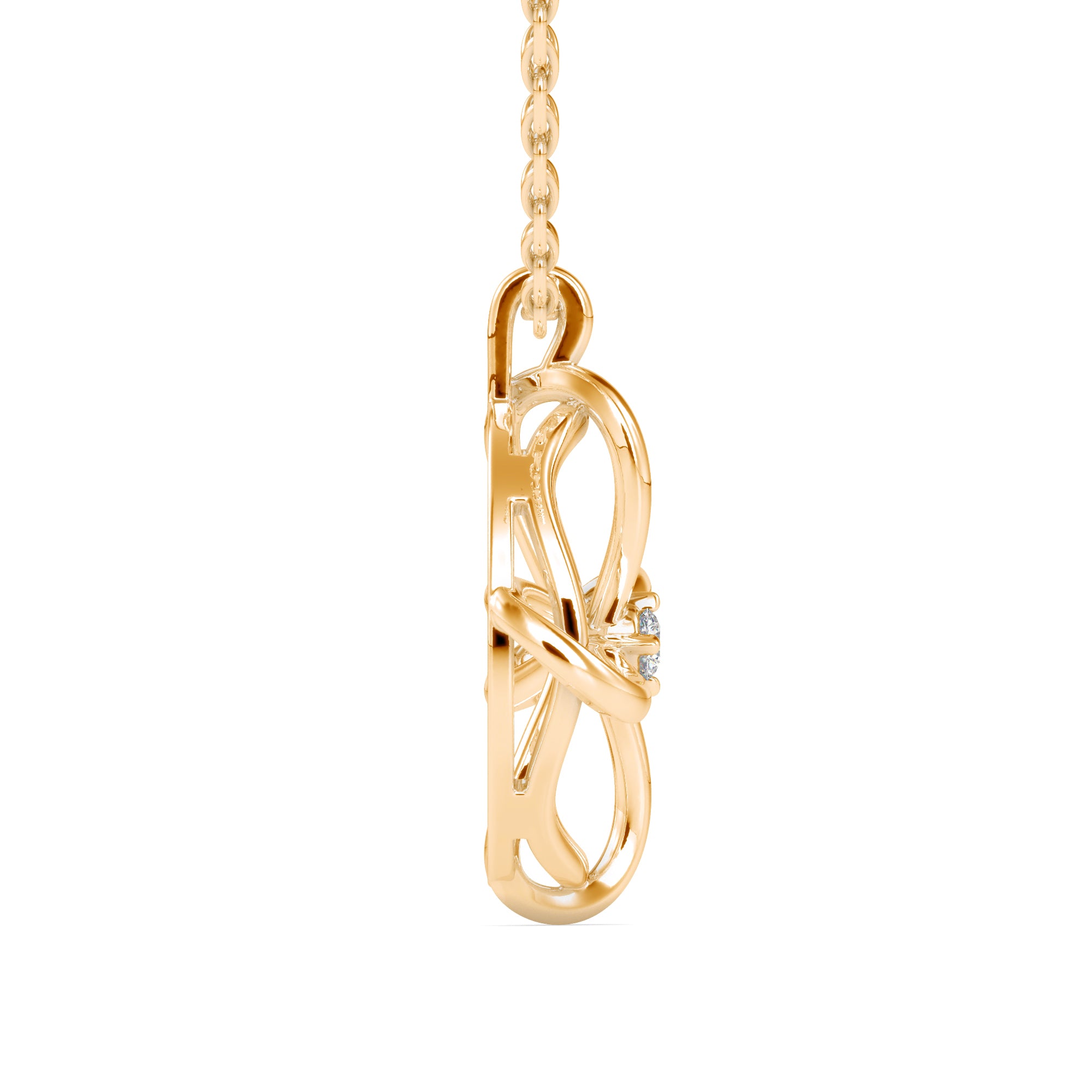 0.04Ct Flower Look Prong Lab-Grown Diamond Gold Pendant Necklace