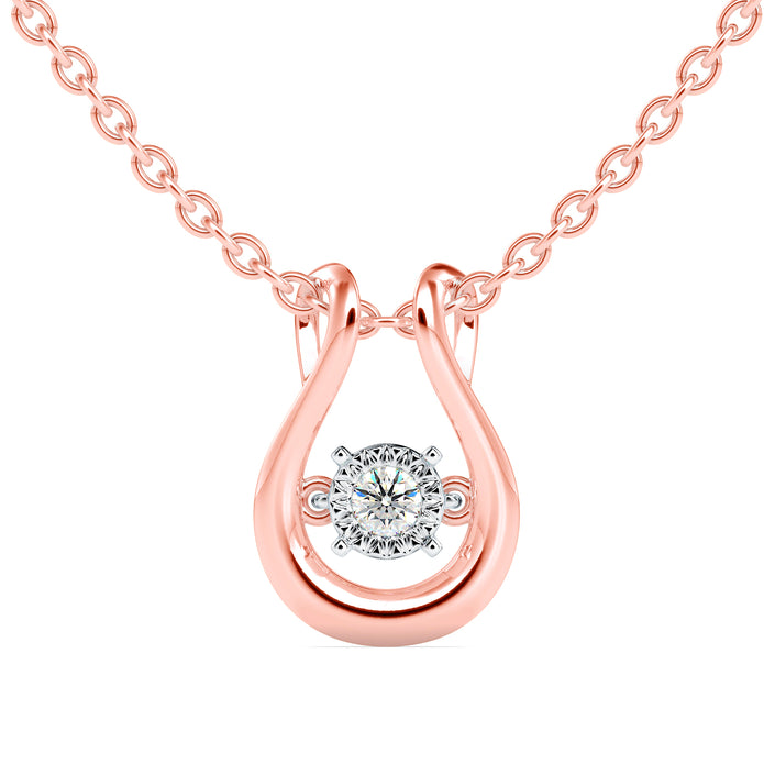 0.10Ct Dancing Round Shape Lab-Grown Diamond Gold Pendant Necklace