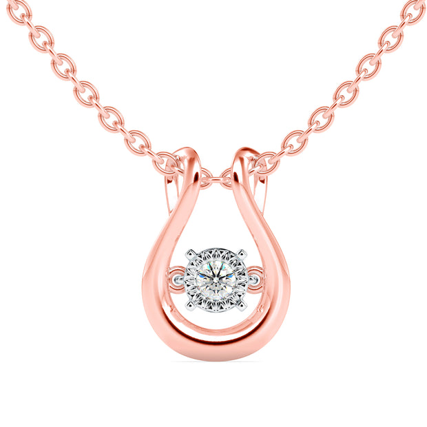 0.10Ct Dancing Round Shape Lab-Grown Diamond Gold Pendant Necklace
