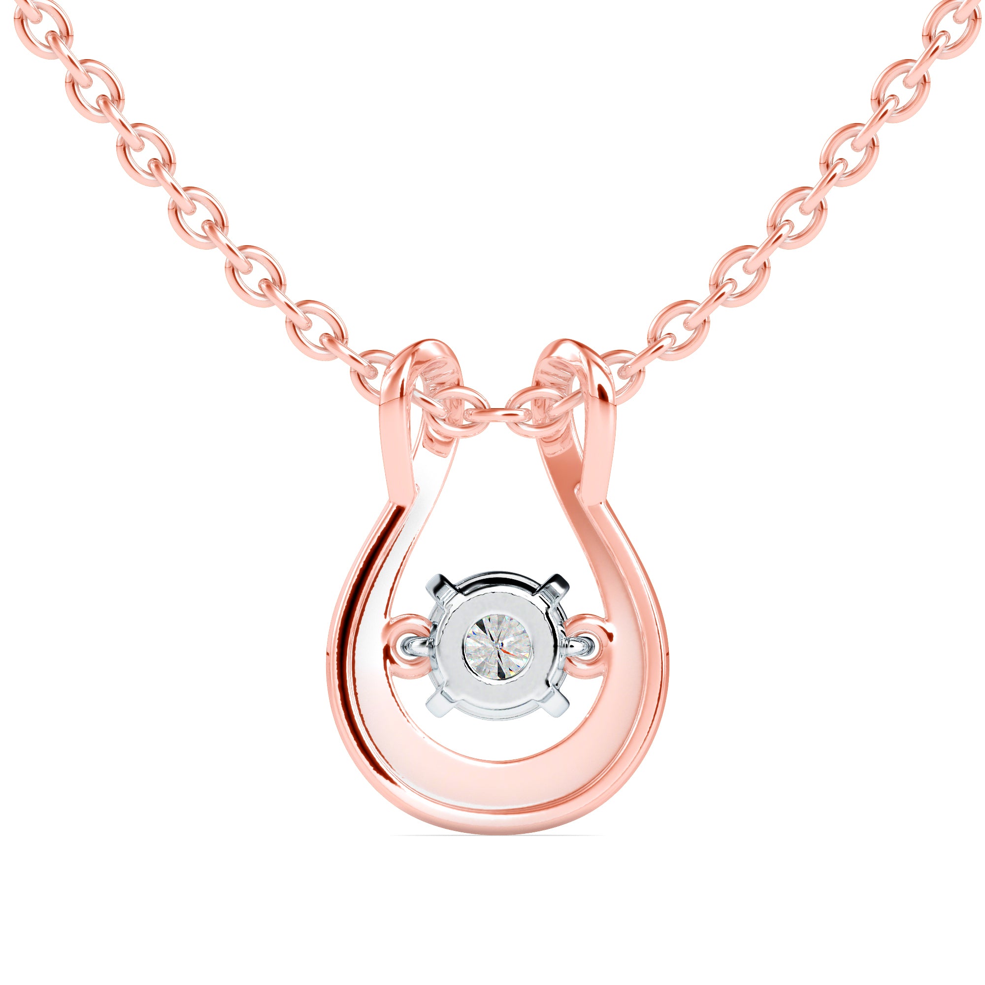 0.10Ct Dancing Round Shape Lab-Grown Diamond Gold Pendant Necklace