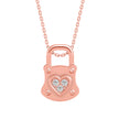 0.07Ct Lock Shaped Prong Lab-Grown Diamond Gold Pendant Necklace