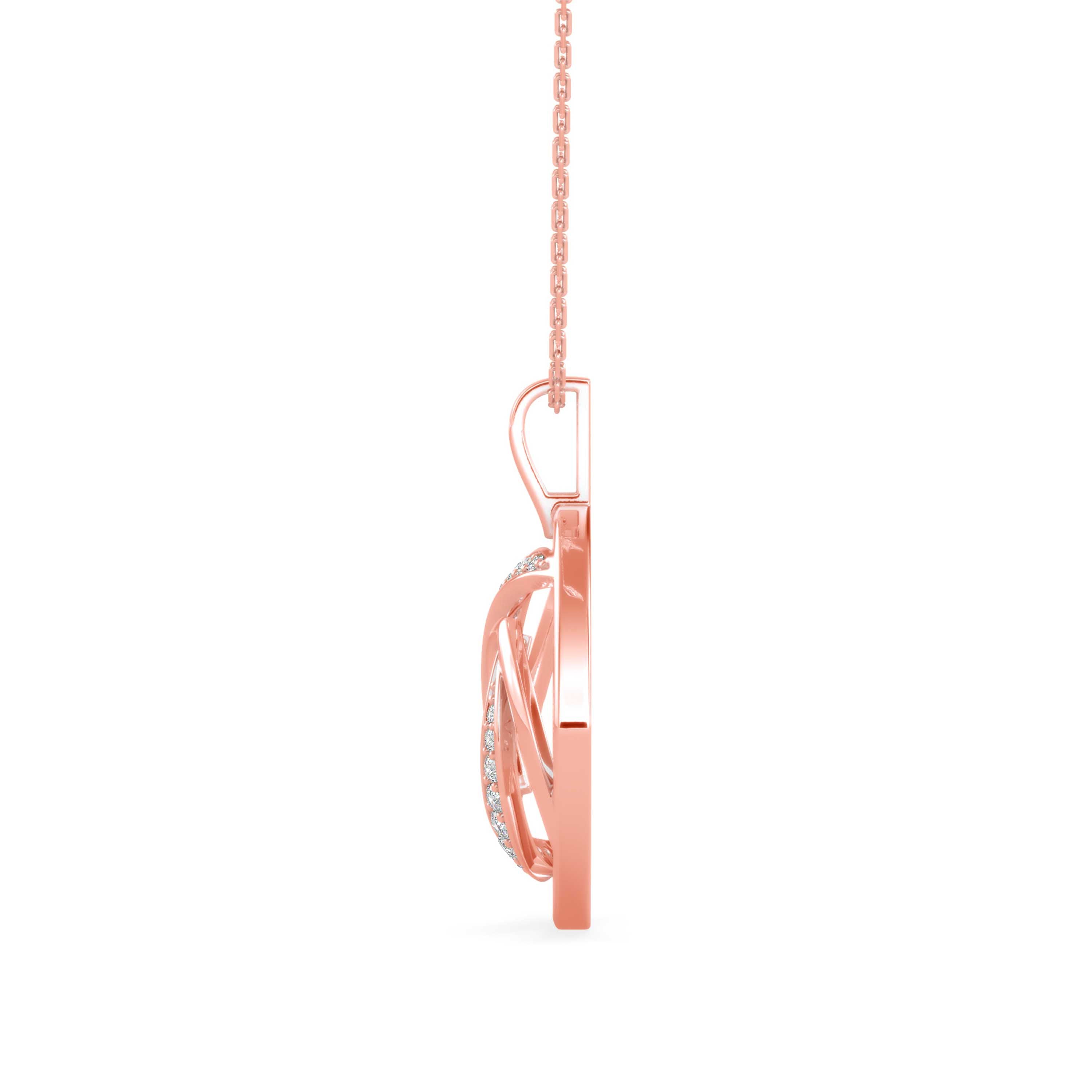0.18Ct Swirl Design Pave Lab-Grown Diamond Gold Pendant Necklace
