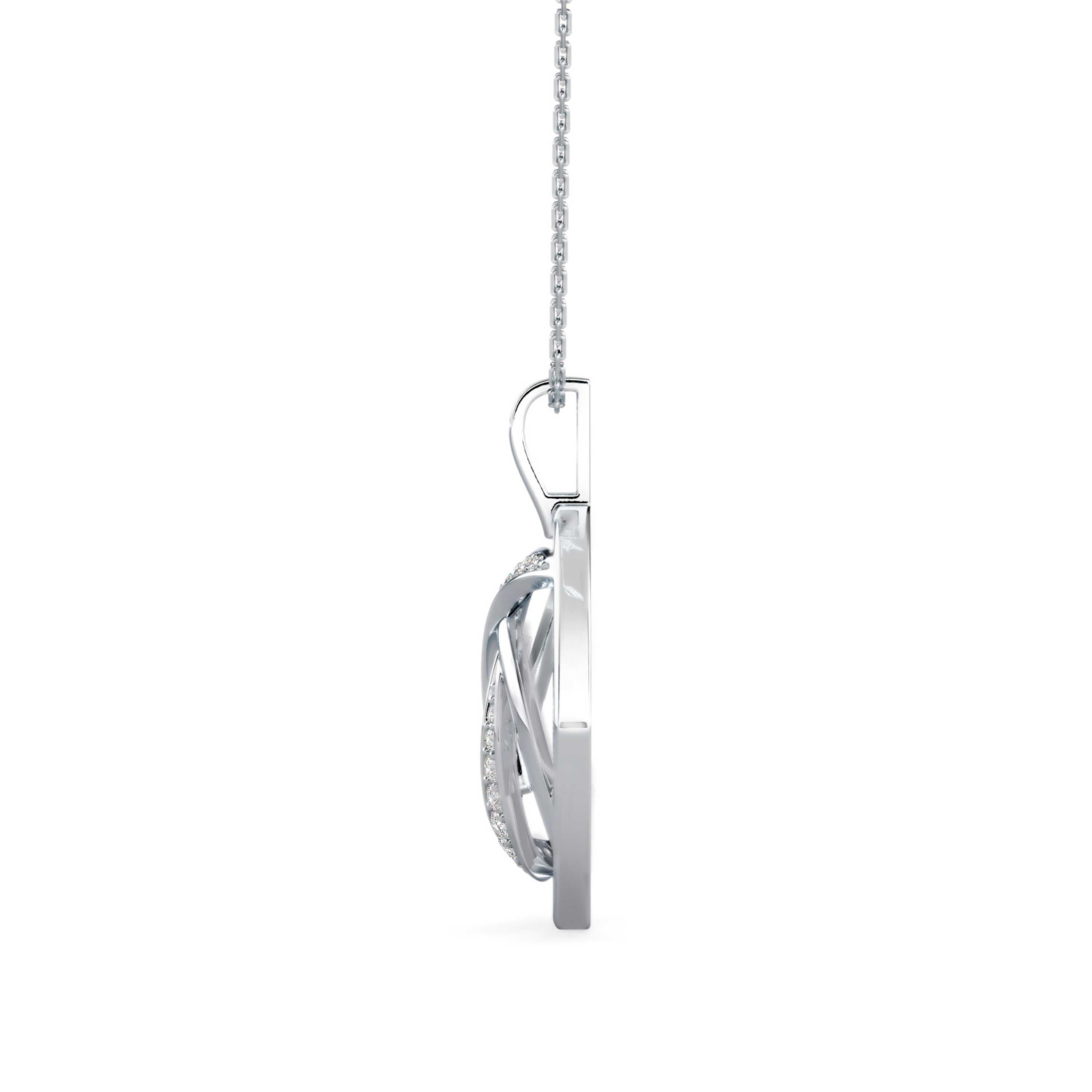0.18Ct Swirl Design Pave Lab-Grown Diamond Gold Pendant Necklace