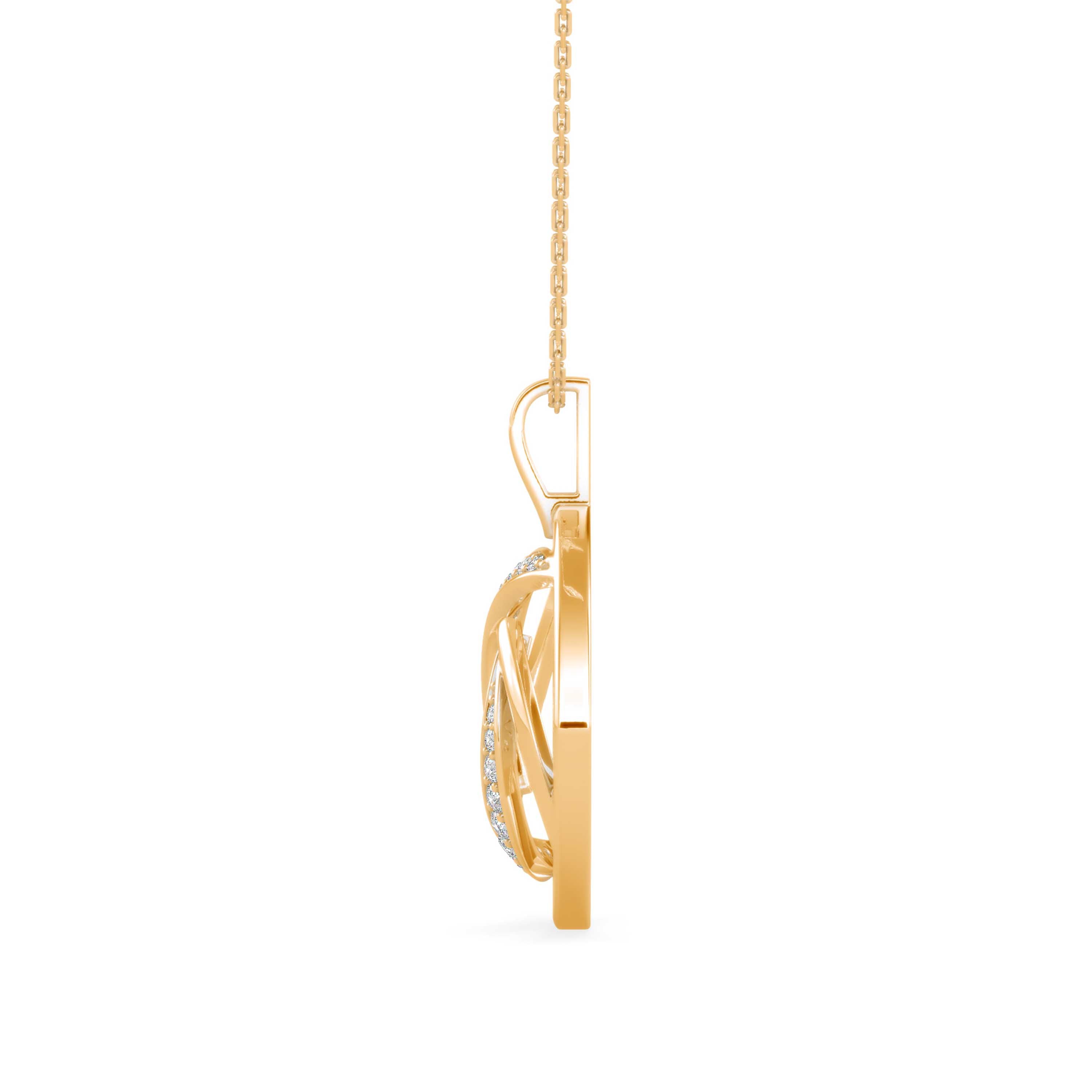0.18Ct Swirl Design Pave Lab-Grown Diamond Gold Pendant Necklace