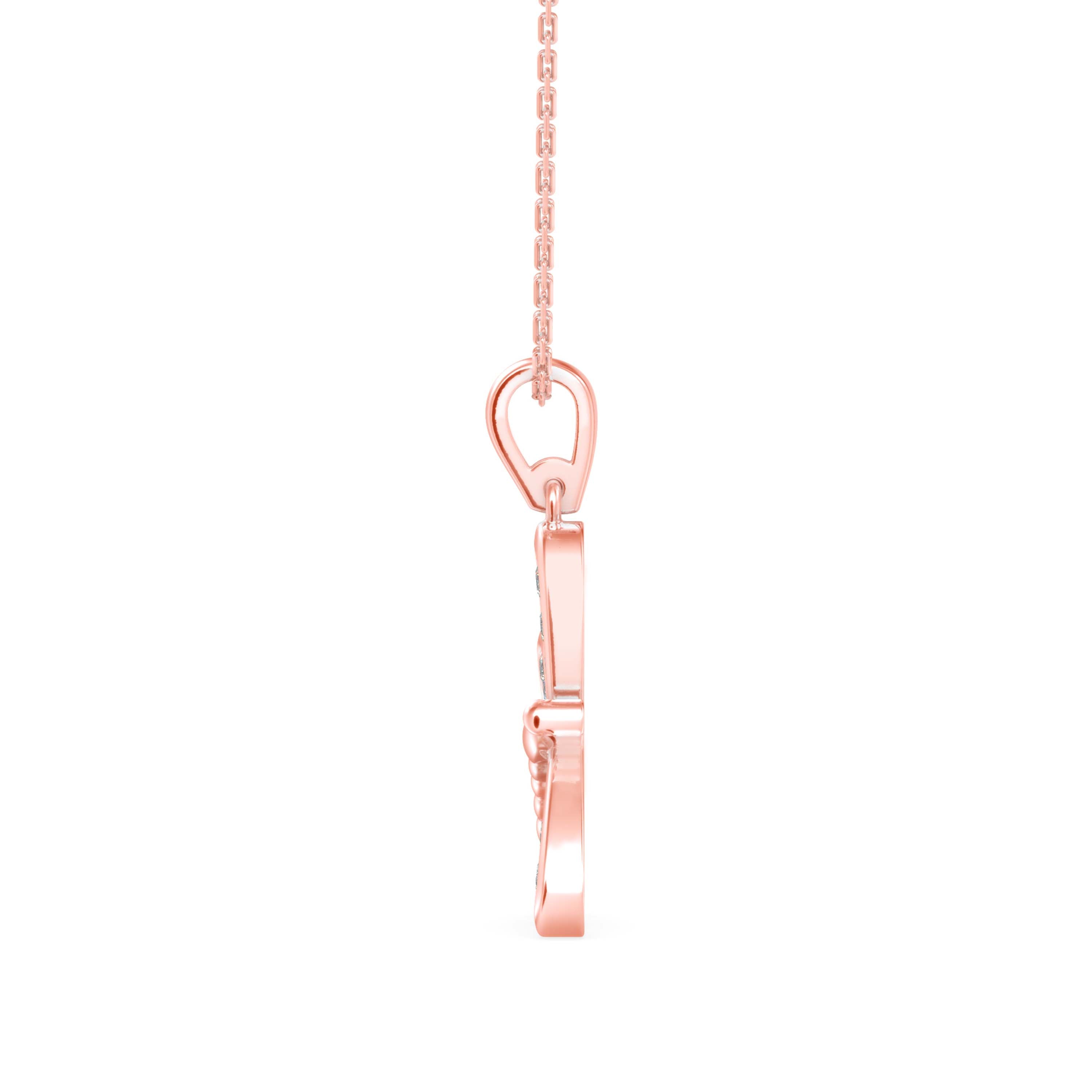 0.14Ct Dragonfly Shape Prong Lab-Grown Diamond Gold Pendant Necklace