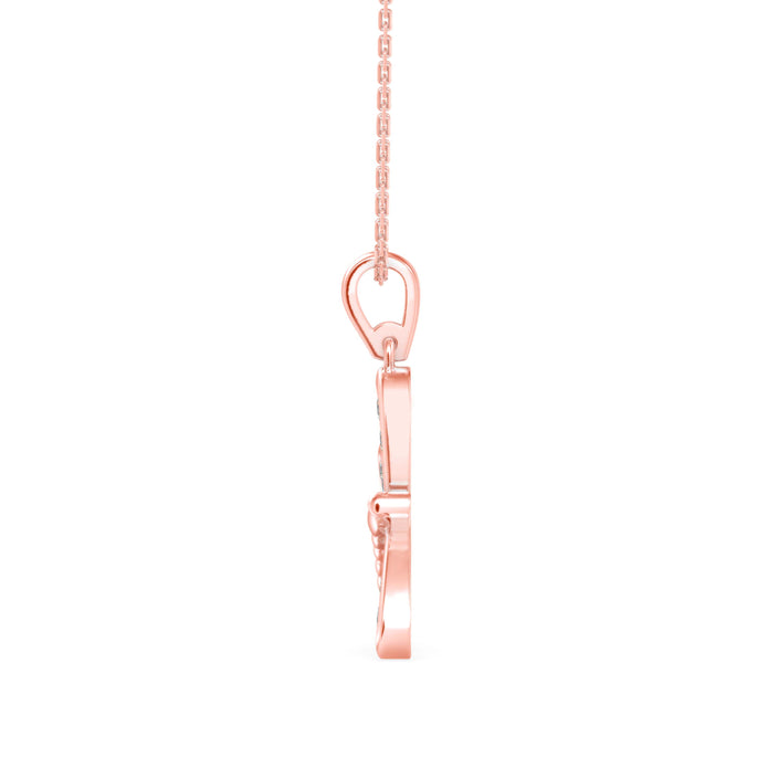 0.14Ct Dragonfly Shape Prong Lab-Grown Diamond Gold Pendant Necklace