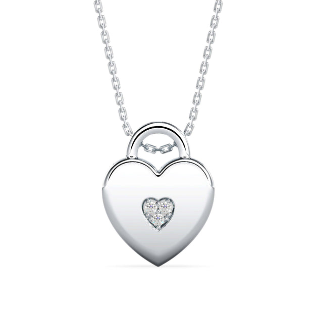 0.02Ct Heart Shape Cluster Lab-Grown Diamond Gold Pendant Necklace