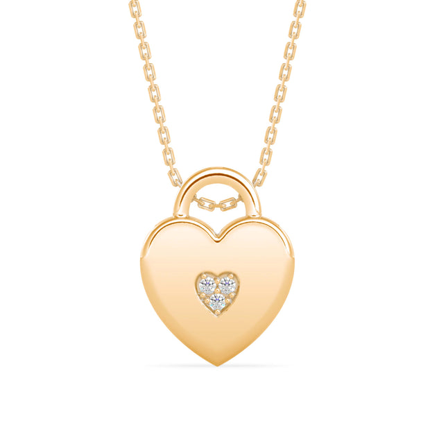 0.02Ct Heart Shape Cluster Lab-Grown Diamond Gold Pendant Necklace