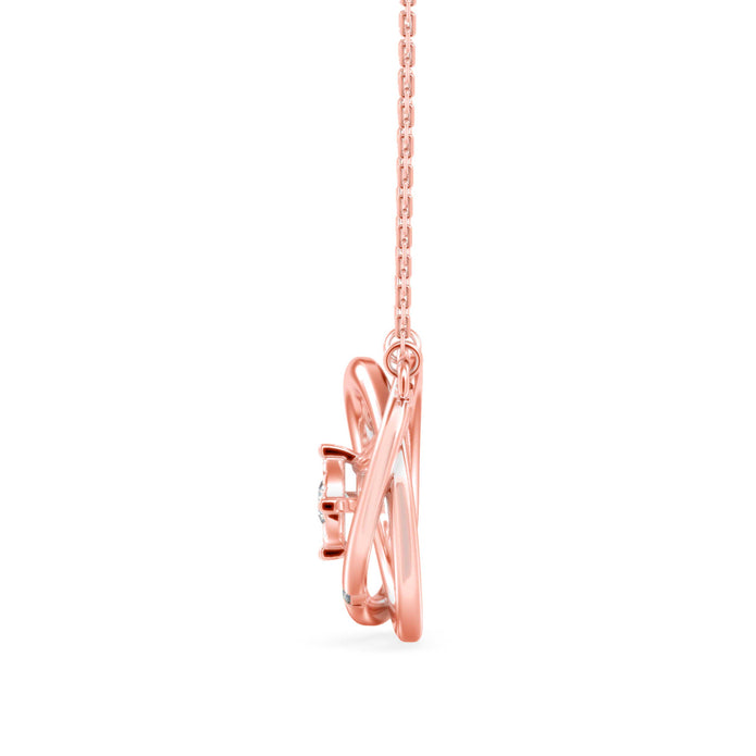 0.12Ct Twisted Orbit Designe Prong Lab-Grown Diamond Gold Pendant Necklace