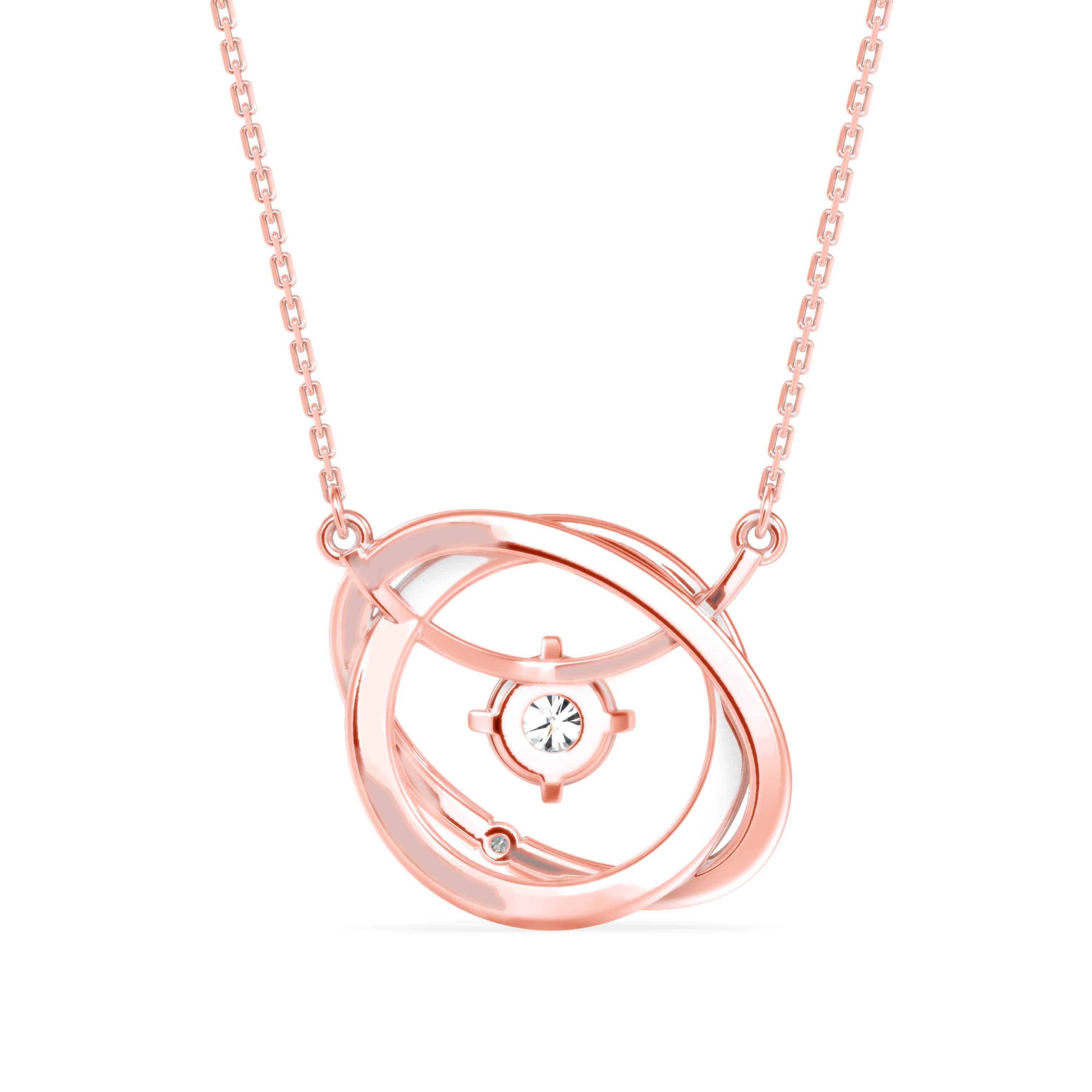 0.12Ct Twisted Orbit Designe Prong Lab-Grown Diamond Gold Pendant Necklace