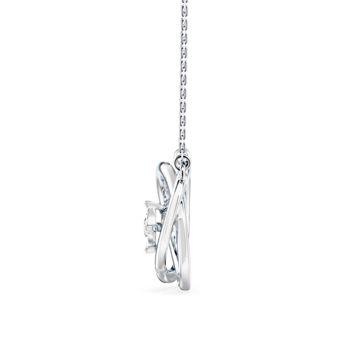 0.12Ct Twisted Orbit Designe Prong Lab-Grown Diamond Gold Pendant Necklace