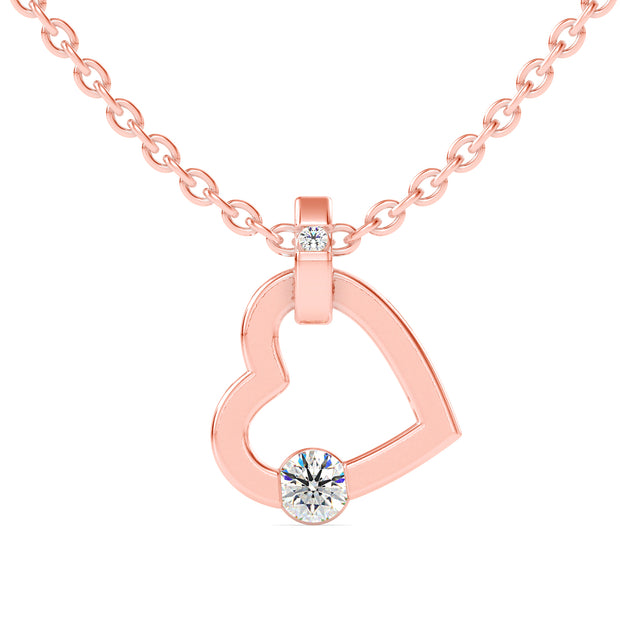 0.22Ct Heart Shape Bezel Lab-Grown Diamond Gold Pendant Necklace