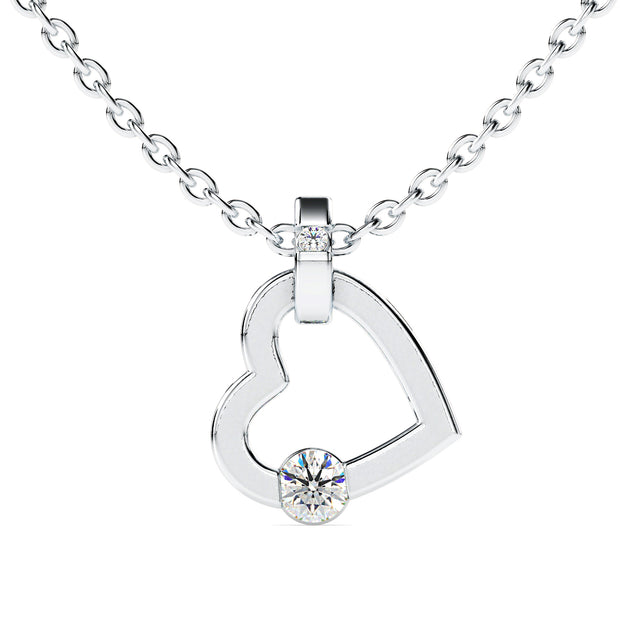0.22Ct Heart Shape Bezel Lab-Grown Diamond Gold Pendant Necklace