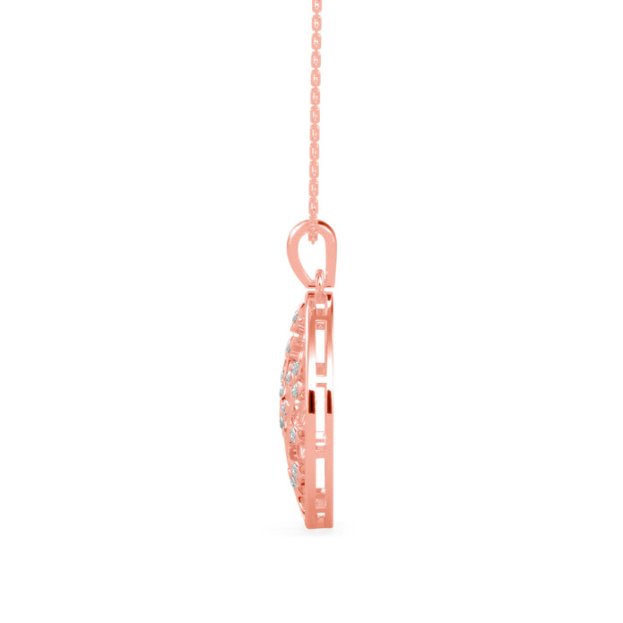 0.16Ct Openwork Tree Design Lab-Grown Diamond Gold Pendant Necklace