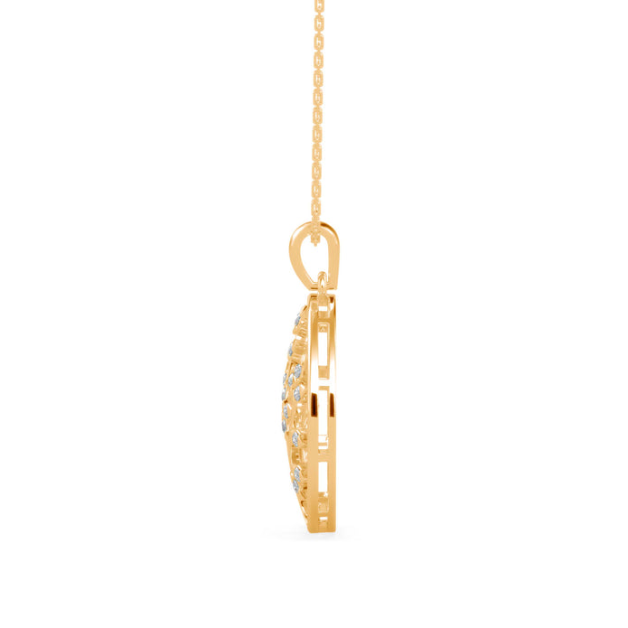 0.16Ct Openwork Tree Design Lab-Grown Diamond Gold Pendant Necklace