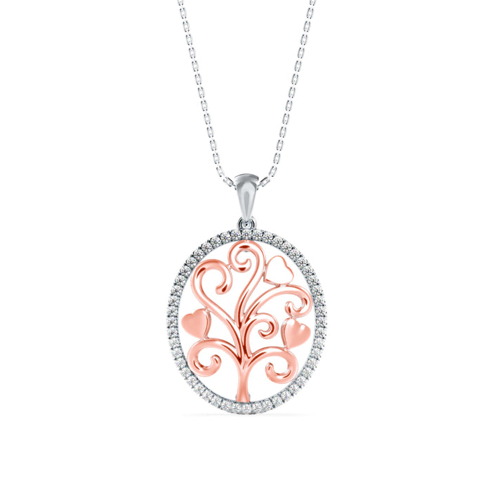 0.24Ct Oval Shape Pave Set Lab-Grown Diamond Gold Pendant Necklace