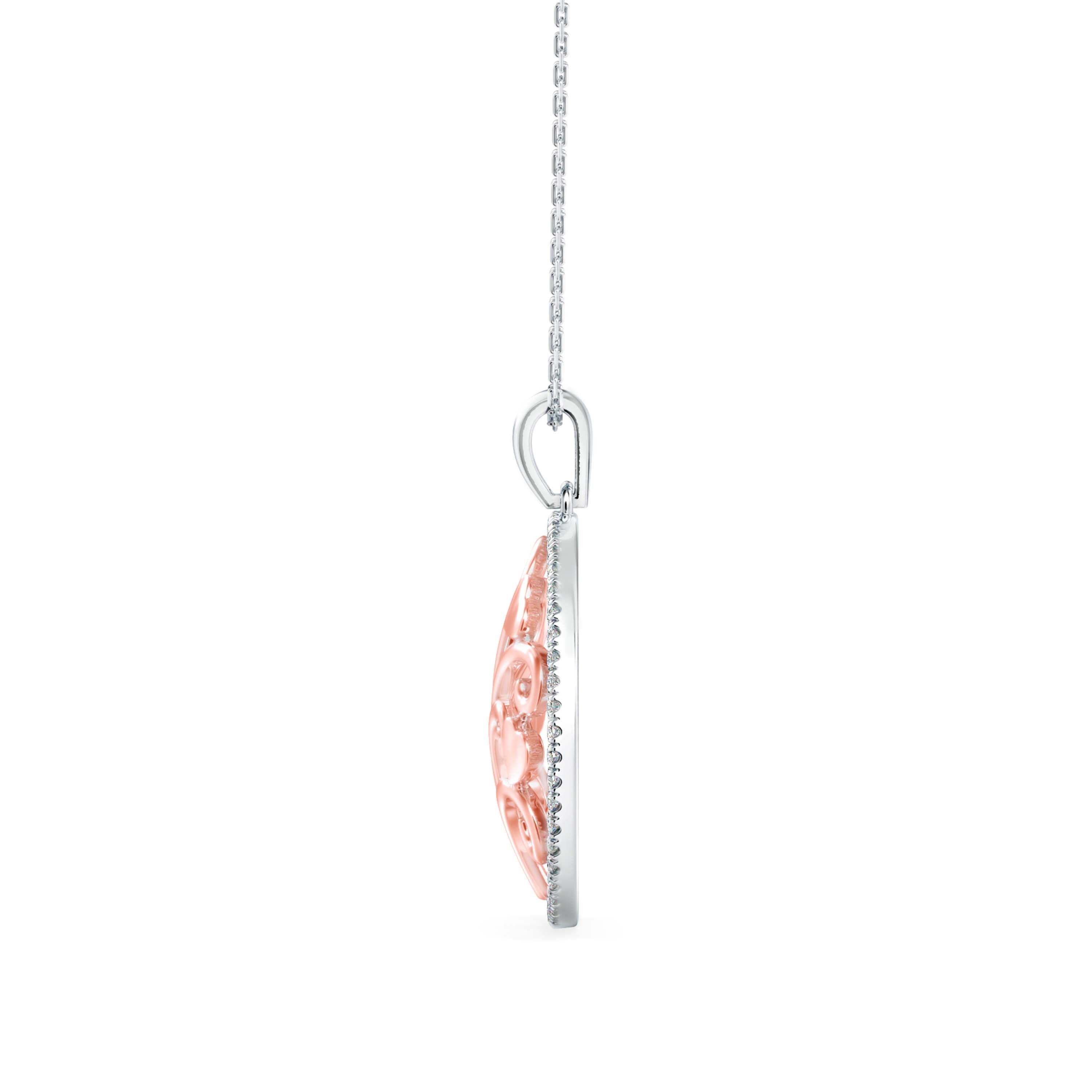 0.24Ct Oval Shape Pave Set Lab-Grown Diamond Gold Pendant Necklace