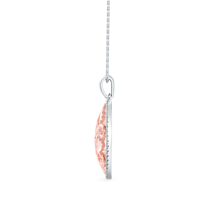 0.24Ct Oval Shape Pave Set Lab-Grown Diamond Gold Pendant Necklace