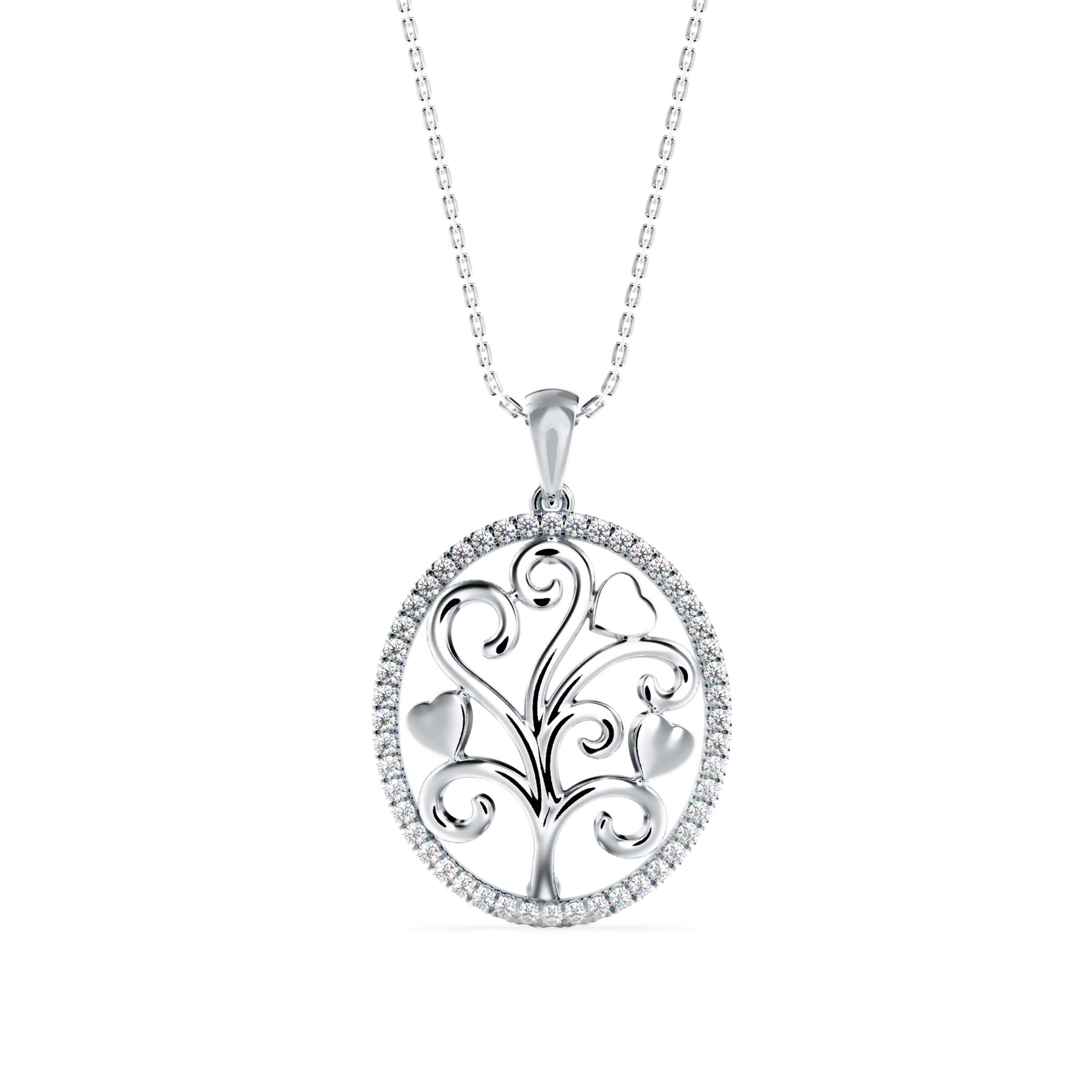 0.24Ct Oval Shape Pave Set Lab-Grown Diamond Gold Pendant Necklace
