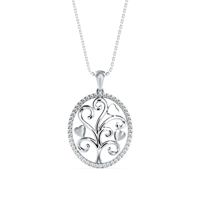 0.24Ct Oval Shape Pave Set Lab-Grown Diamond Gold Pendant Necklace