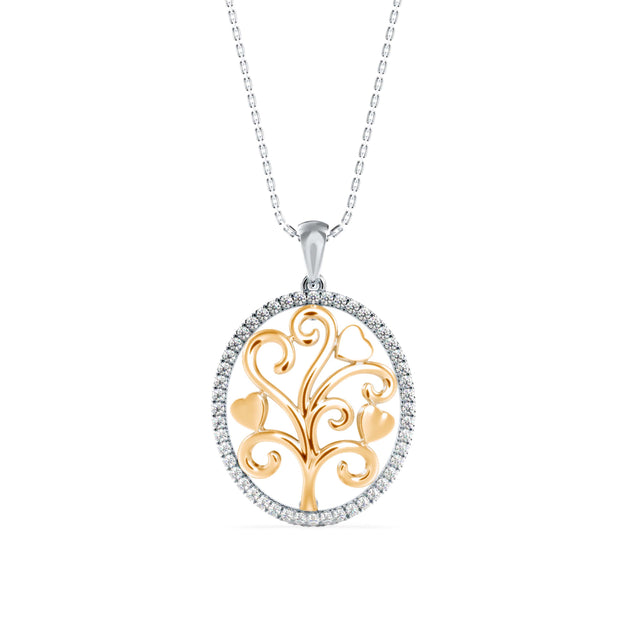 0.24Ct Oval Shape Pave Set Lab-Grown Diamond Gold Pendant Necklace