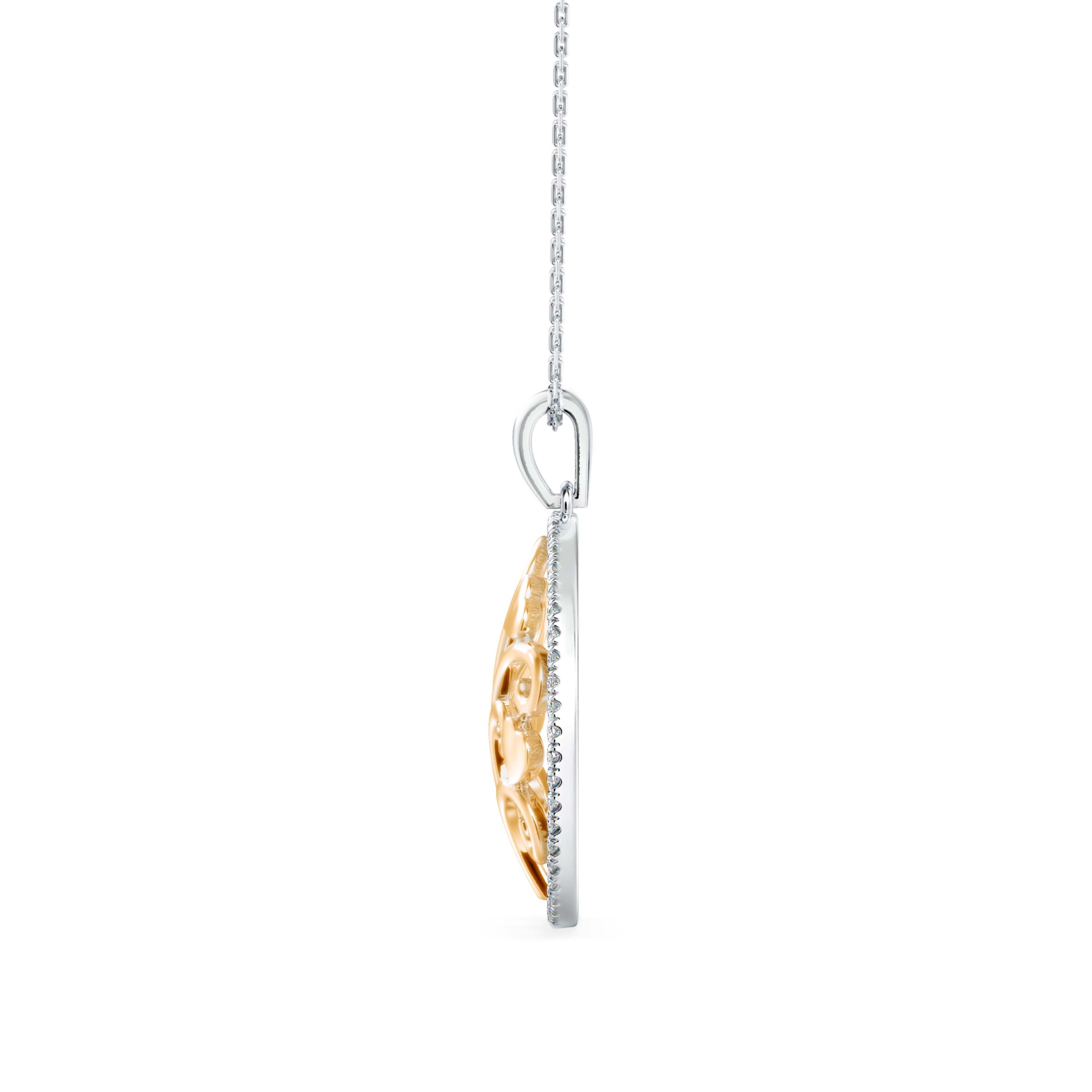 0.24Ct Oval Shape Pave Set Lab-Grown Diamond Gold Pendant Necklace