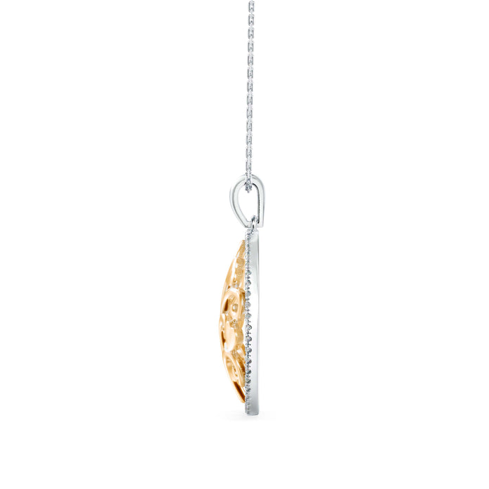 0.24Ct Oval Shape Pave Set Lab-Grown Diamond Gold Pendant Necklace