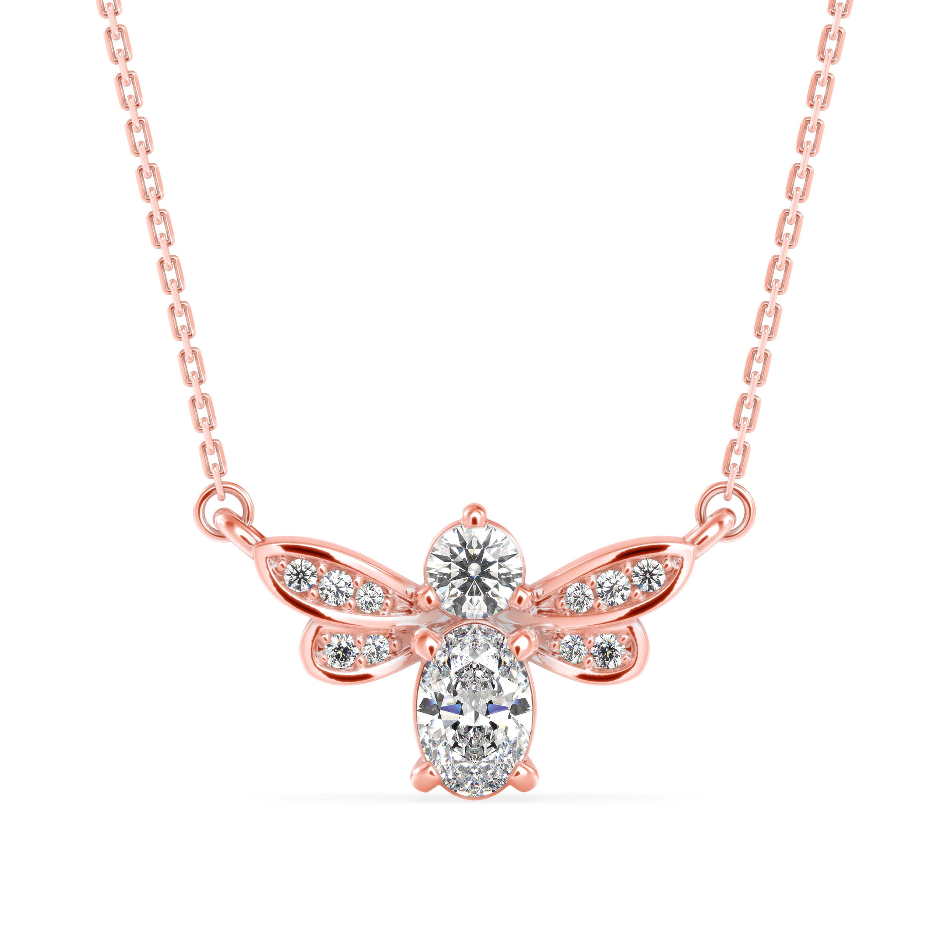 0.55Ct Honey Bee Shape Prong Lab-Grown Diamond Gold Pendant Necklace