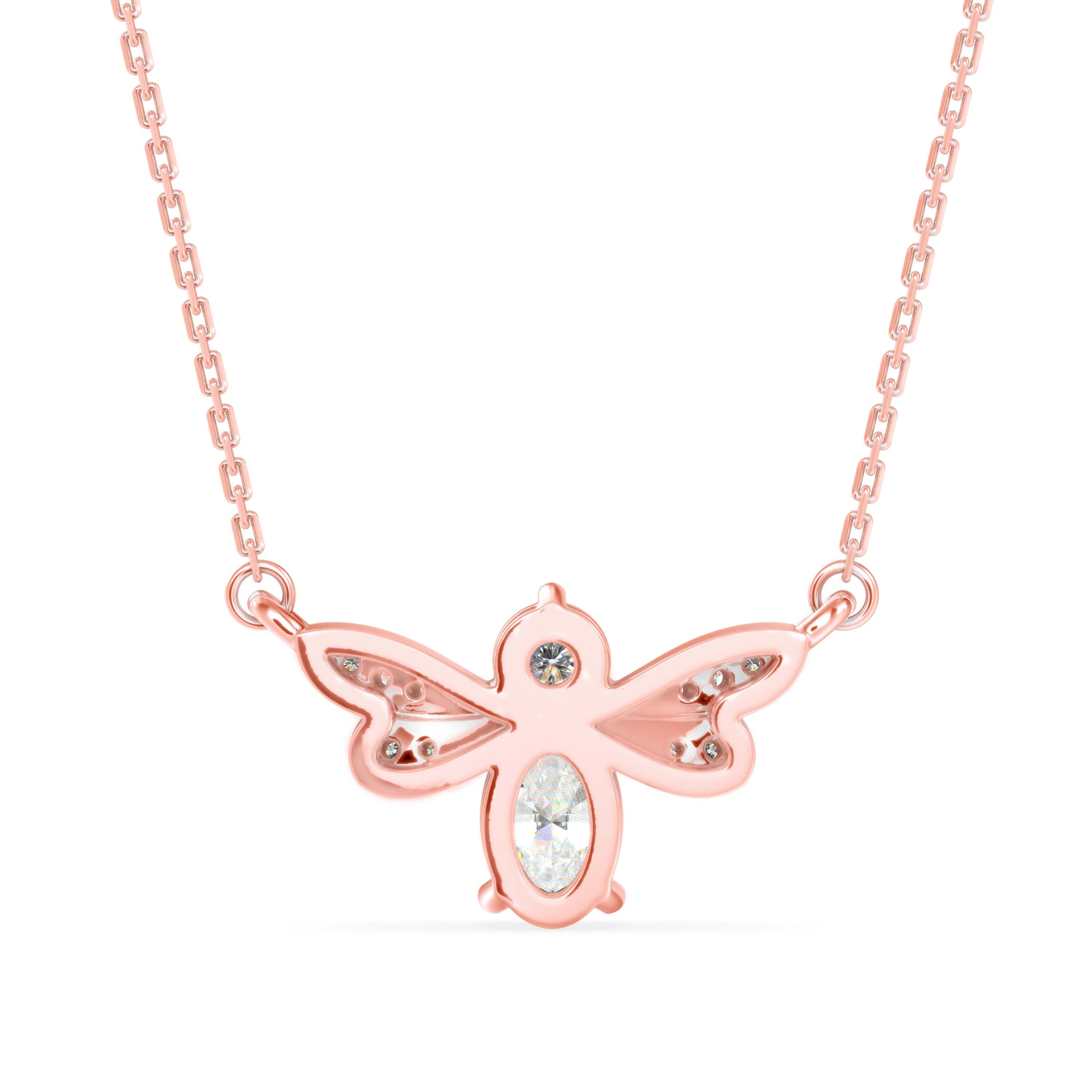 0.55Ct Honey Bee Shape Prong Lab-Grown Diamond Gold Pendant Necklace