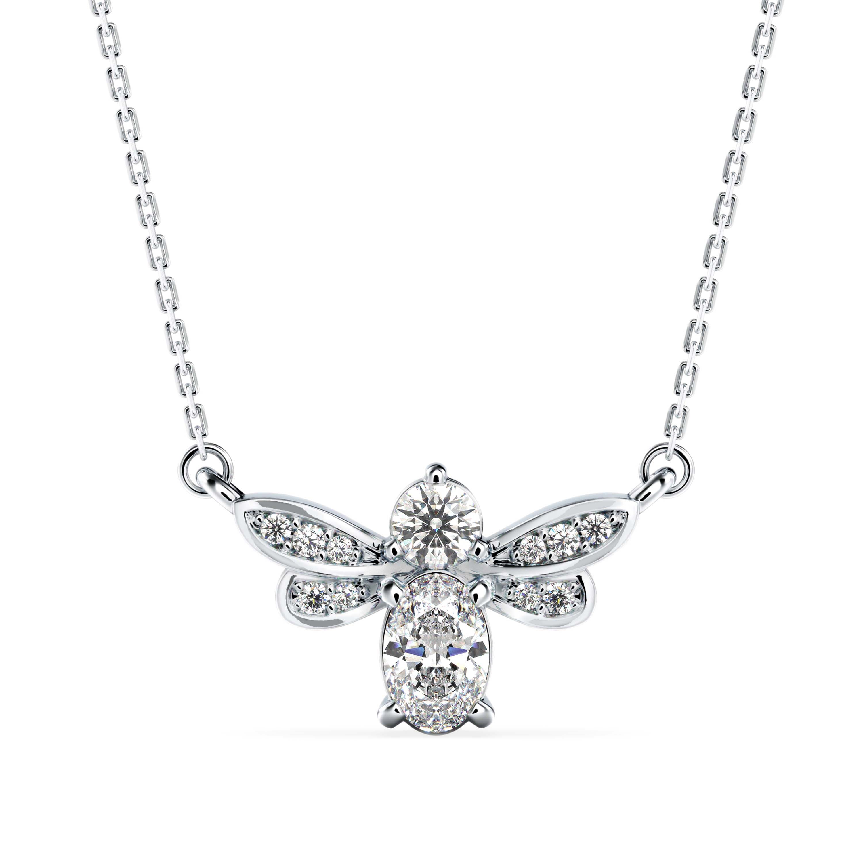0.55Ct Honey Bee Shape Prong Lab-Grown Diamond Gold Pendant Necklace