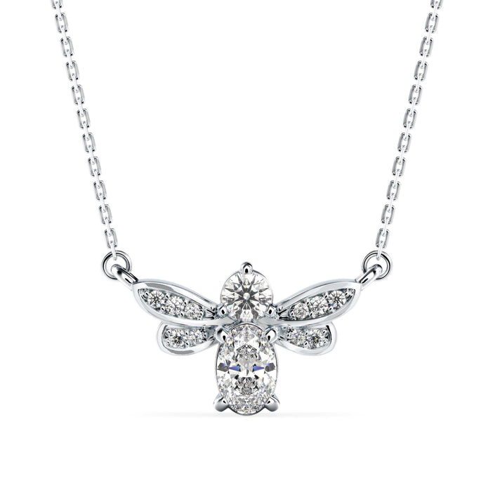 0.55Ct Honey Bee Shape Prong Lab-Grown Diamond Gold Pendant Necklace