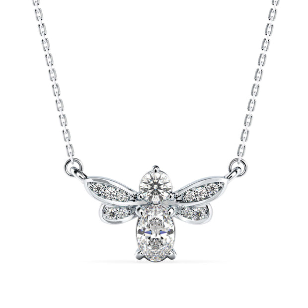 0.55Ct Honey Bee Shape Prong Lab-Grown Diamond Gold Pendant Necklace