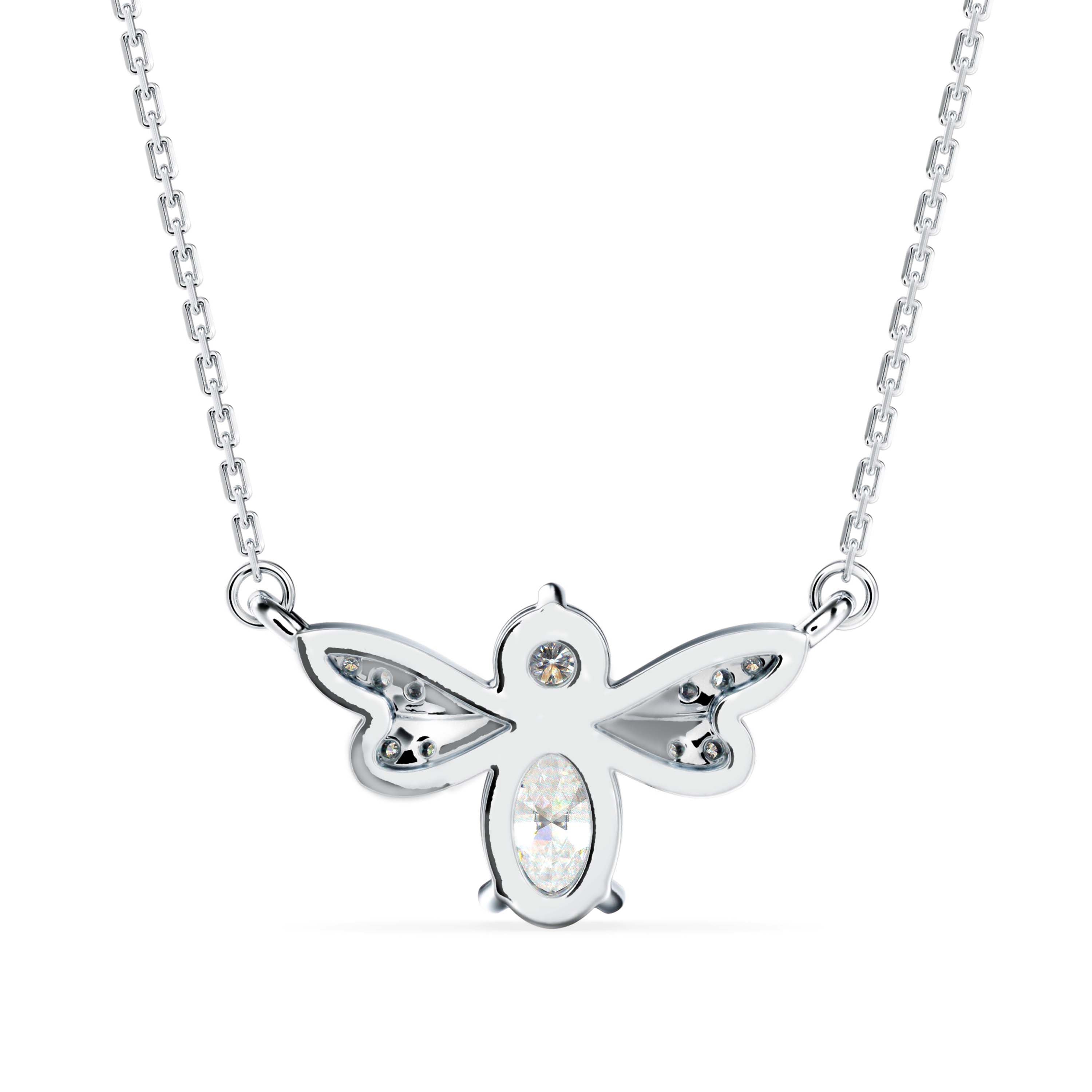 0.55Ct Honey Bee Shape Prong Lab-Grown Diamond Gold Pendant Necklace
