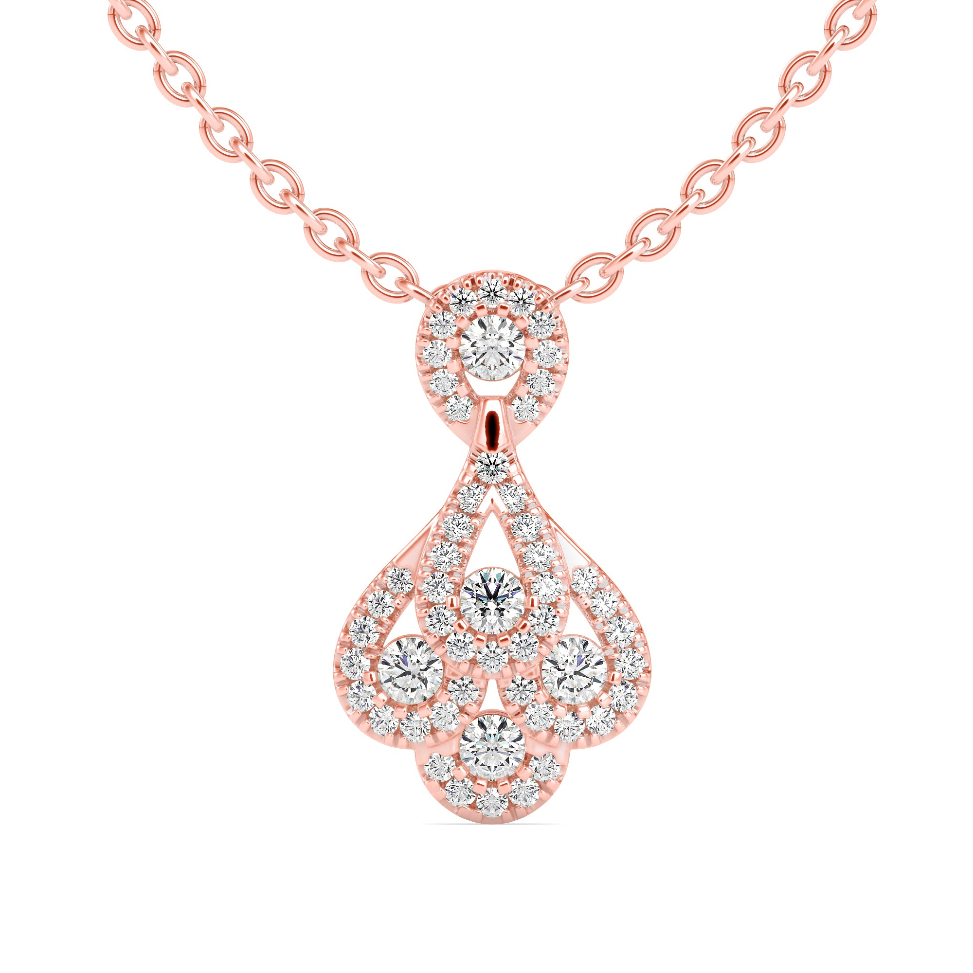 0.51Ct Teardrop Shape Pave Lab-Grown Diamond Gold Pendant Necklace