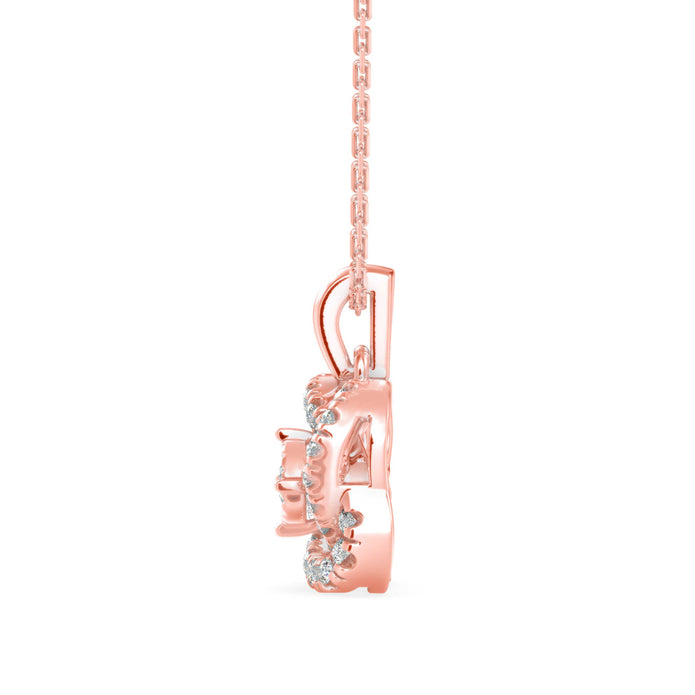 0.29Ct Flower Shape Prong Lab-Grown Diamond Gold Pendant Necklace