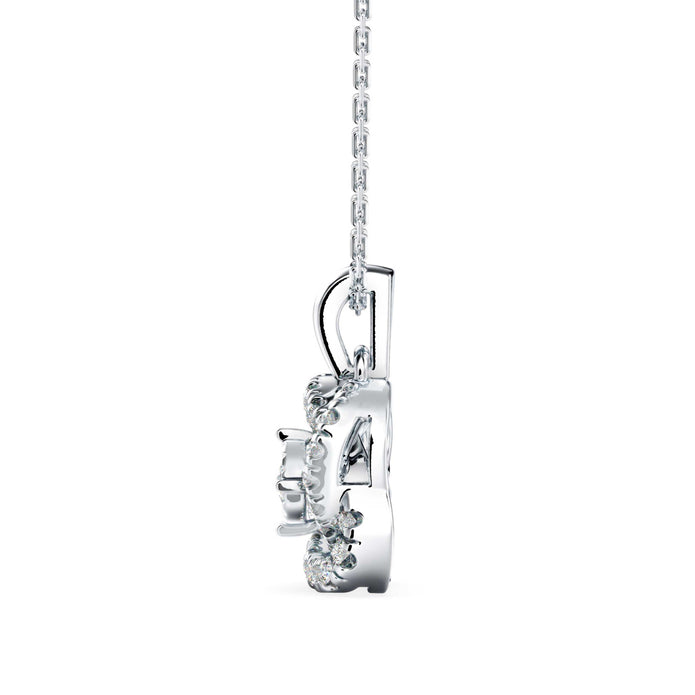 0.29Ct Flower Shape Prong Lab-Grown Diamond Gold Pendant Necklace
