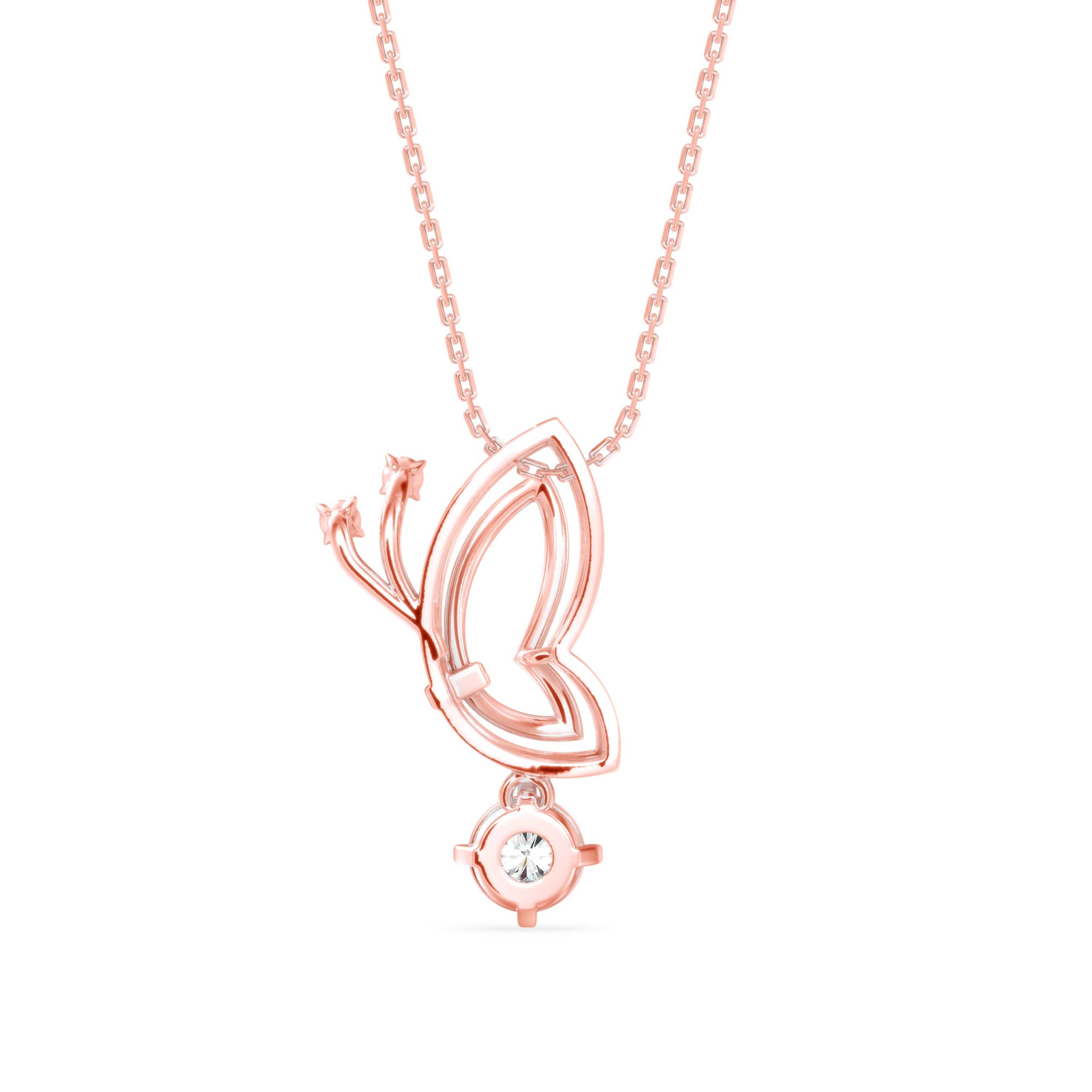 0.14Ct Holly Butterfly Shape Prong Lab-Grown Diamond Gold Pendant Necklace