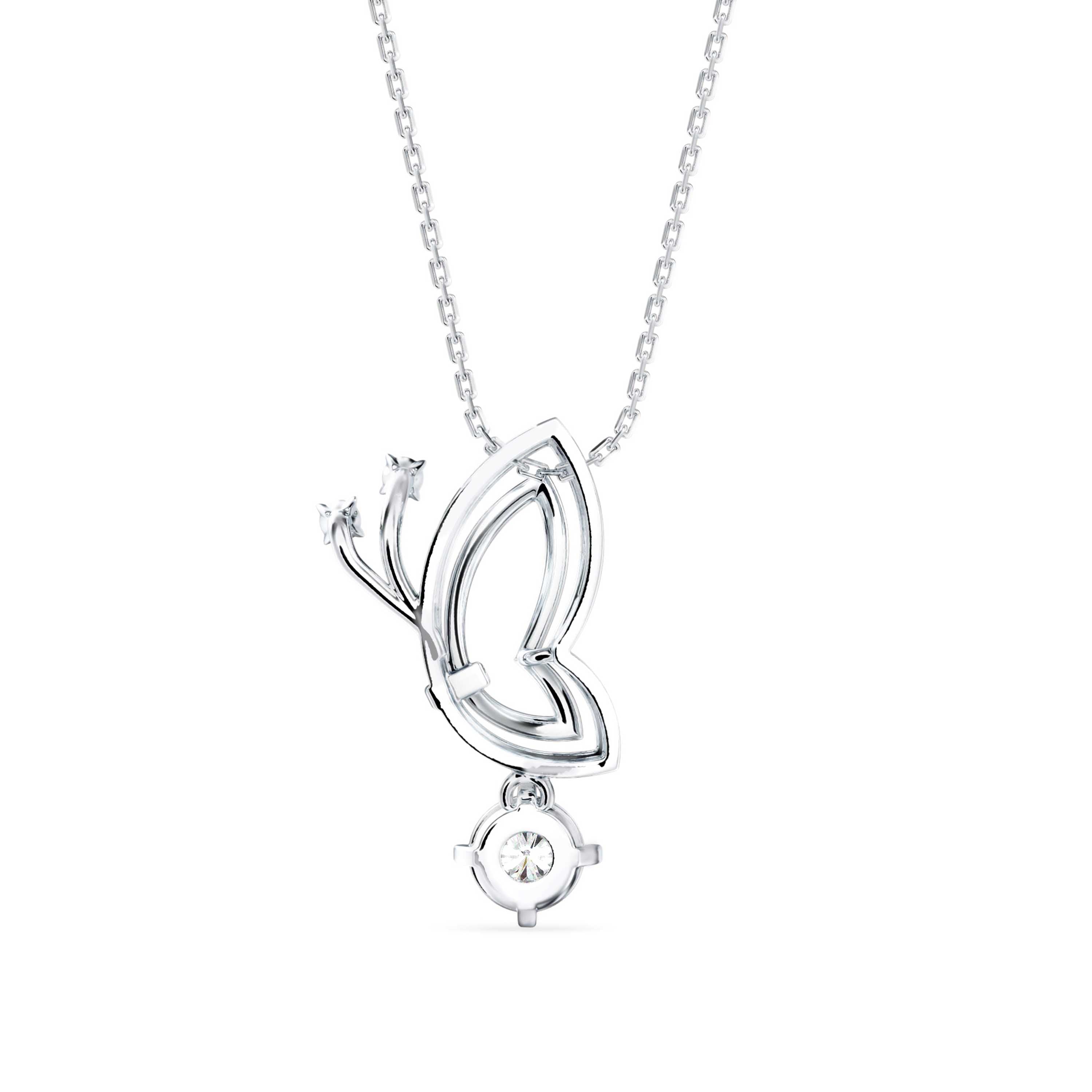 0.14Ct Holly Butterfly Shape Prong Lab-Grown Diamond Gold Pendant Necklace