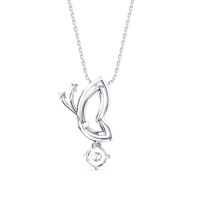 0.14Ct Holly Butterfly Shape Prong Lab-Grown Diamond Gold Pendant Necklace
