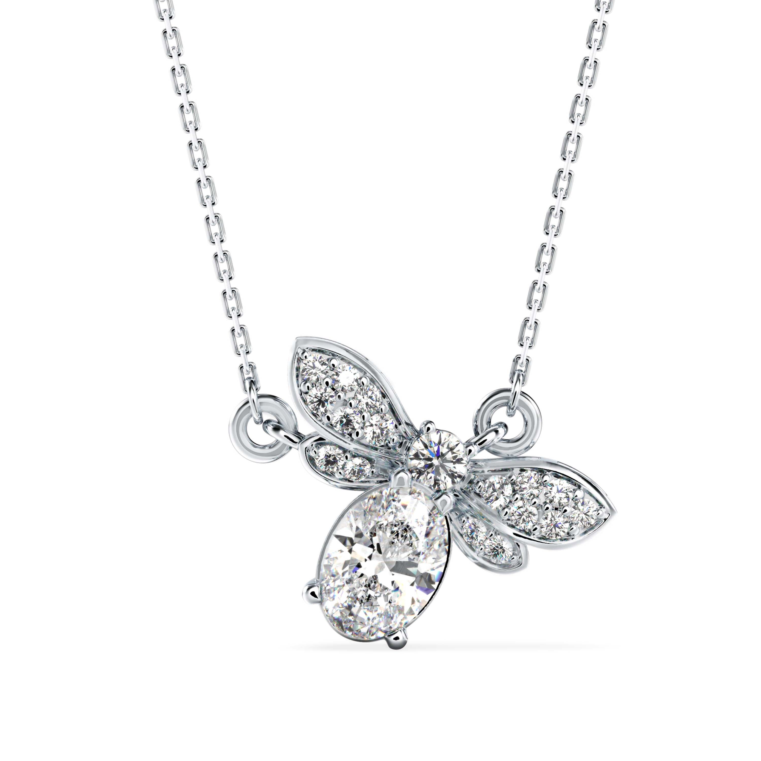 0.83Ct Honey Bee Shape Prong Lab-Grown Diamond Gold Pendant Necklace