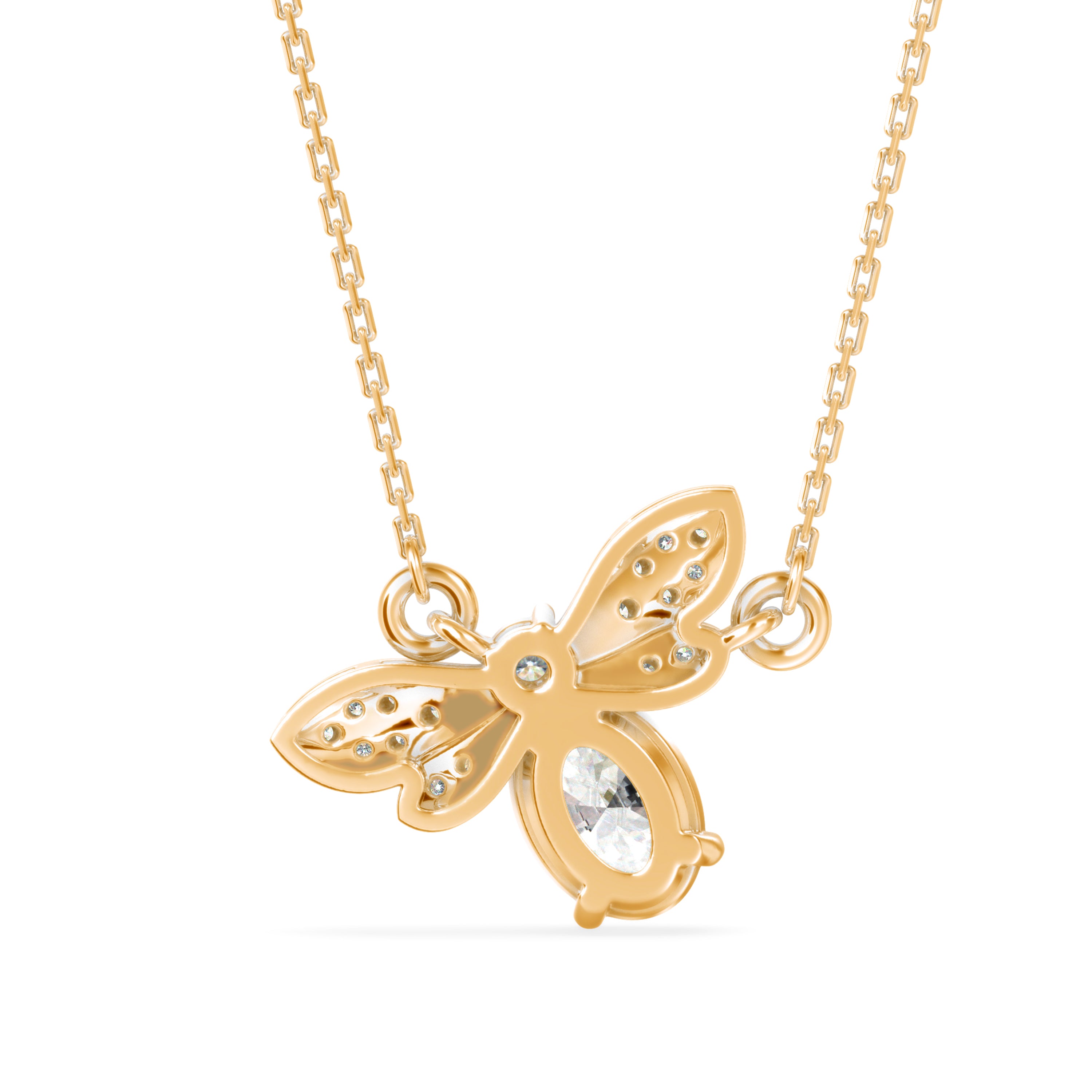 0.83Ct Honey Bee Shape Prong Lab-Grown Diamond Gold Pendant Necklace