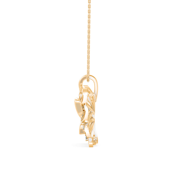 0.97Ct Fancy Butterfly Shape Bazel Lab-Grown Diamond Gold Pendant Necklace