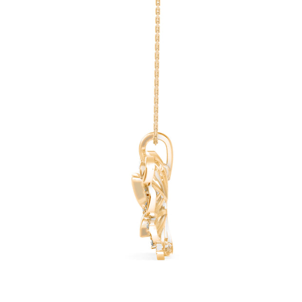 0.97Ct Fancy Butterfly Shape Bazel Lab-Grown Diamond Gold Pendant Necklace