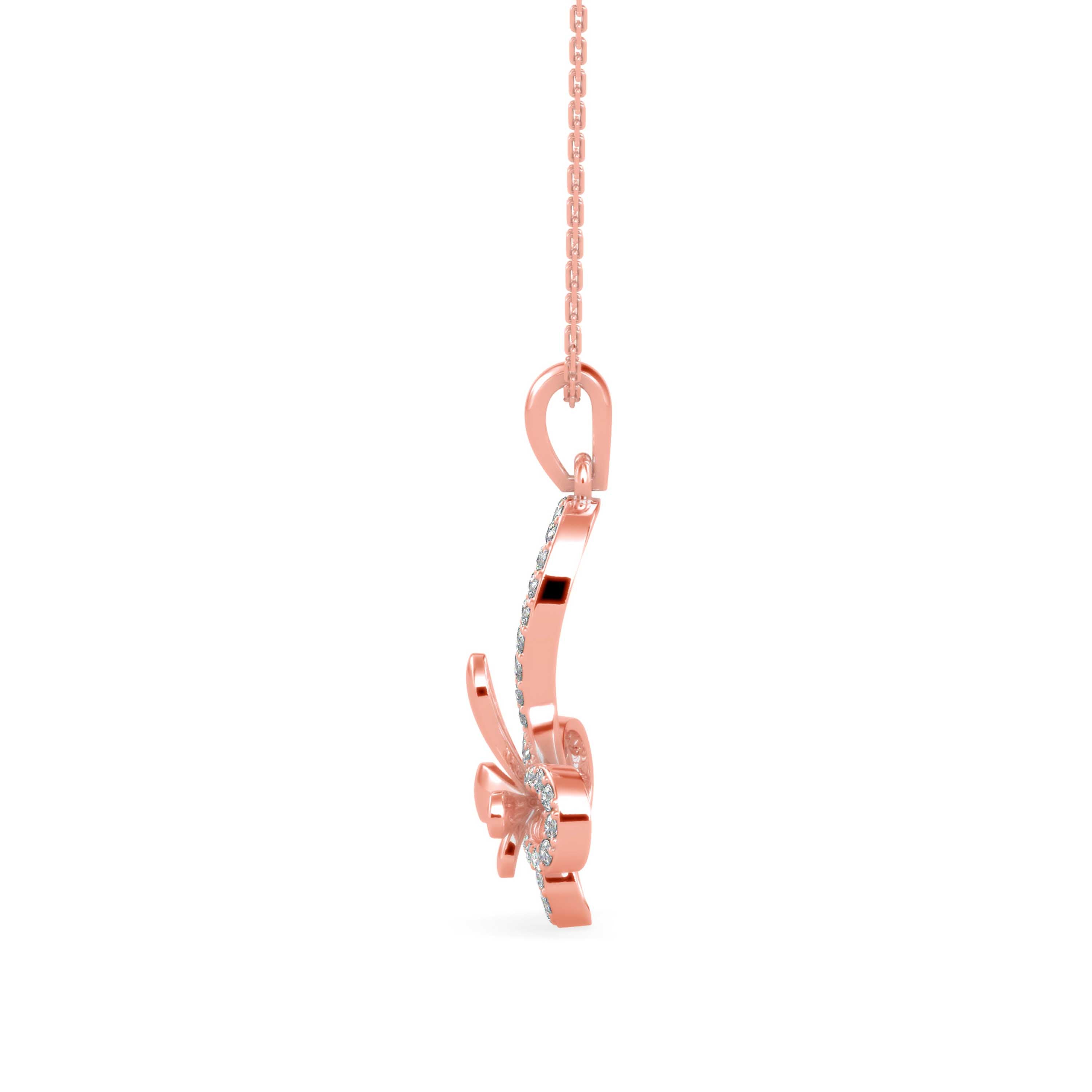 0.32Ct Floral Style Pave Lab-Grown Diamond Gold Pendant Necklace