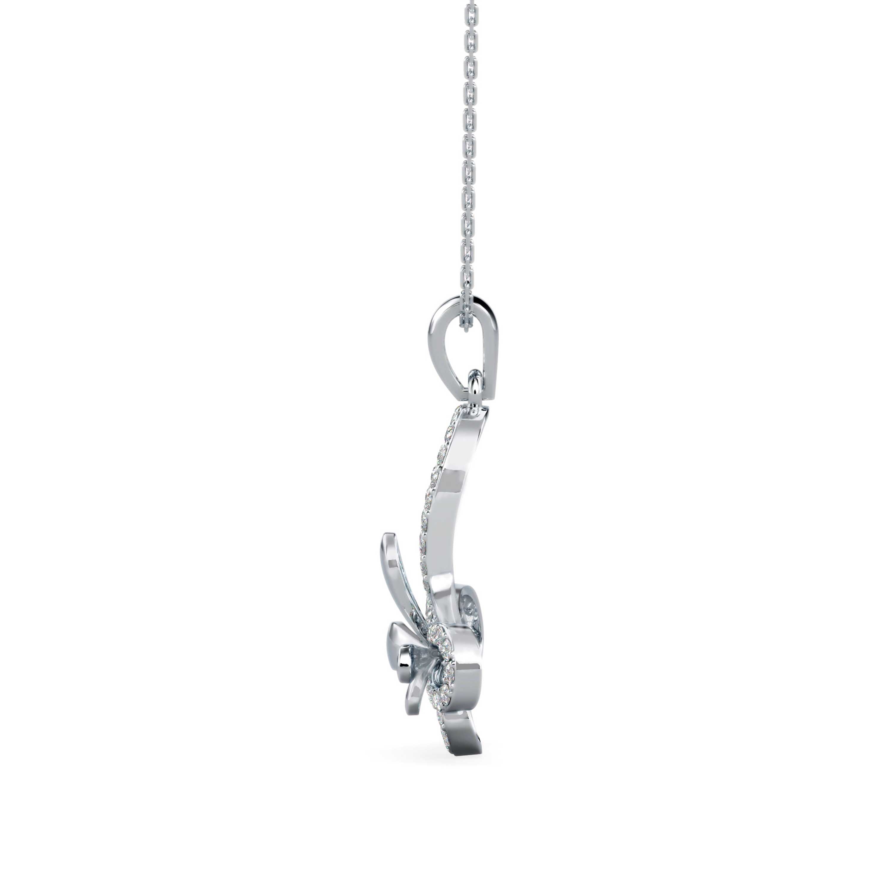0.32Ct Floral Style Pave Lab-Grown Diamond Gold Pendant Necklace