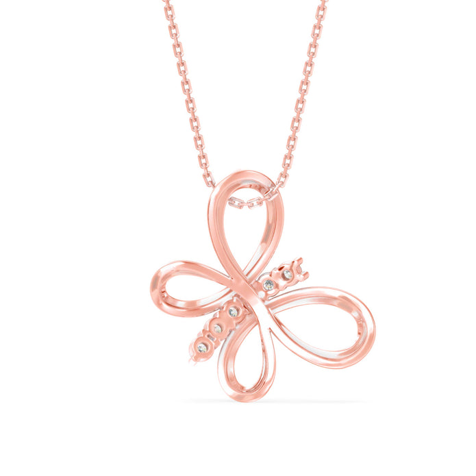 0.18Ct Butterfly Style Pave Lab-Grown Diamond Gold Pendant Necklace