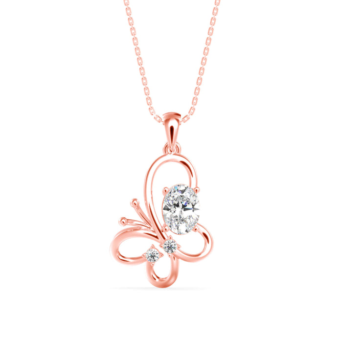 1.17Ct Flutter Designe Prong Lab-Grown Diamond Gold Pendant Necklace