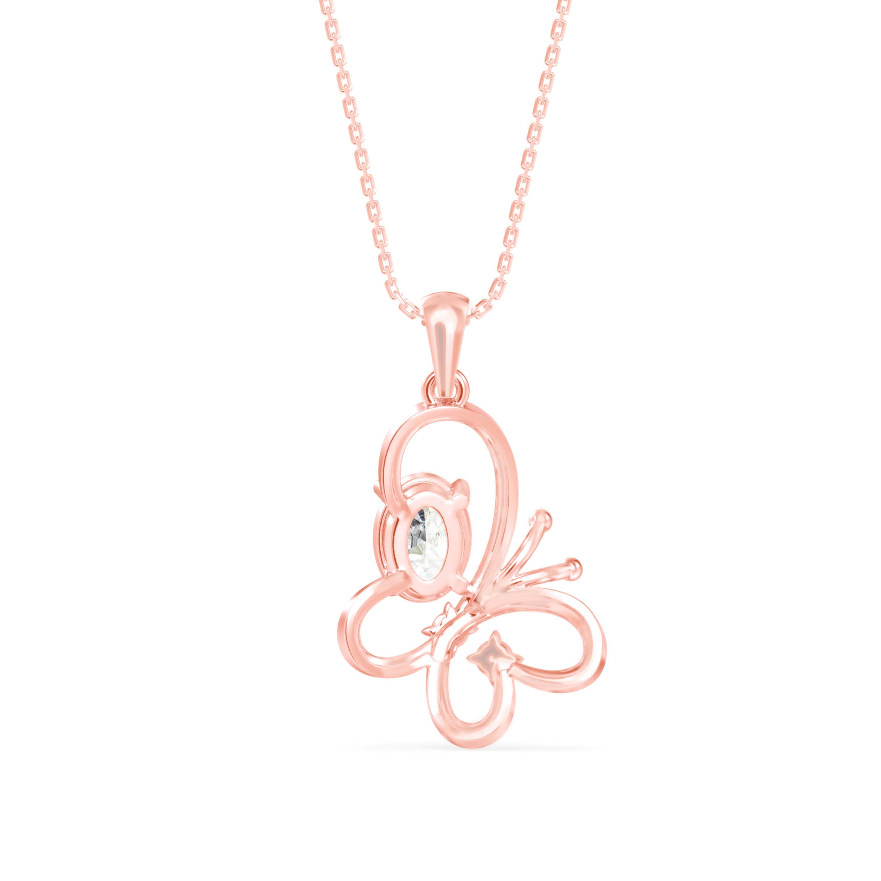 1.17Ct Flutter Designe Prong Lab-Grown Diamond Gold Pendant Necklace