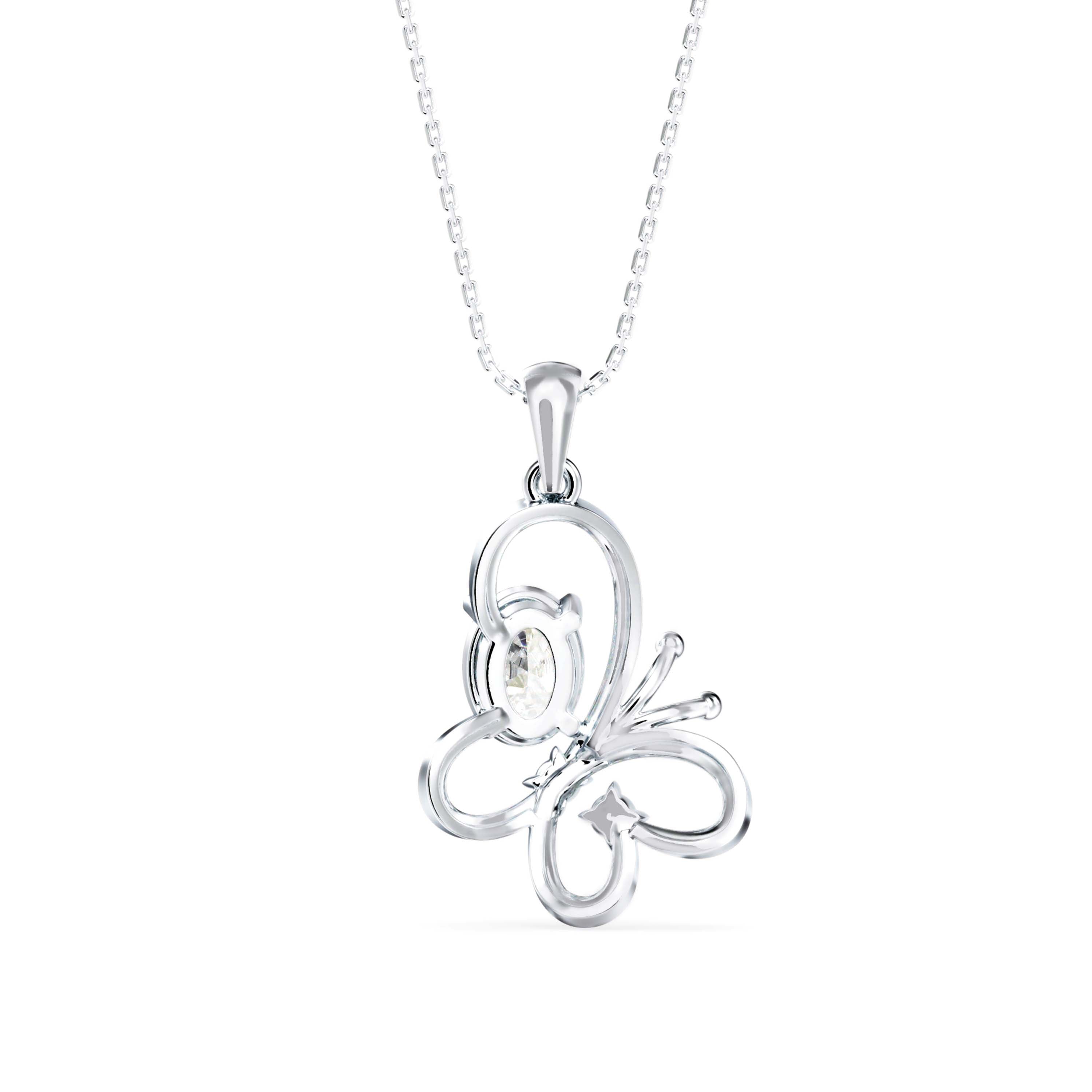 1.17Ct Flutter Designe Prong Lab-Grown Diamond Gold Pendant Necklace